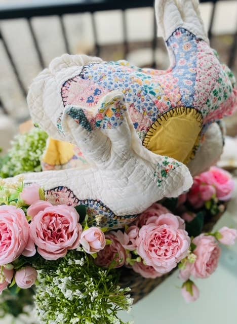 SALE!!! Vintage Fabric Easter Bunny made from upcycled quilts