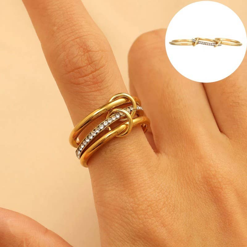 Stainless Steel Stackable Plain Band Rings Linked (2 Options)