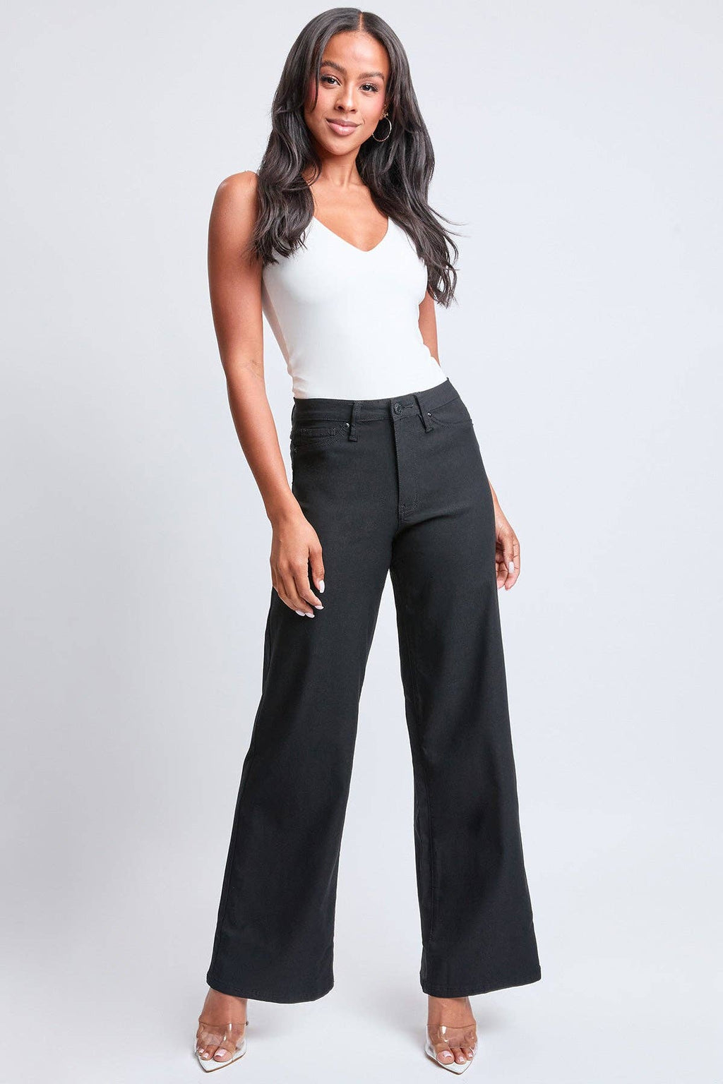 Black Hyperstretch High Rise Wide Leg Pants (S-XL)
