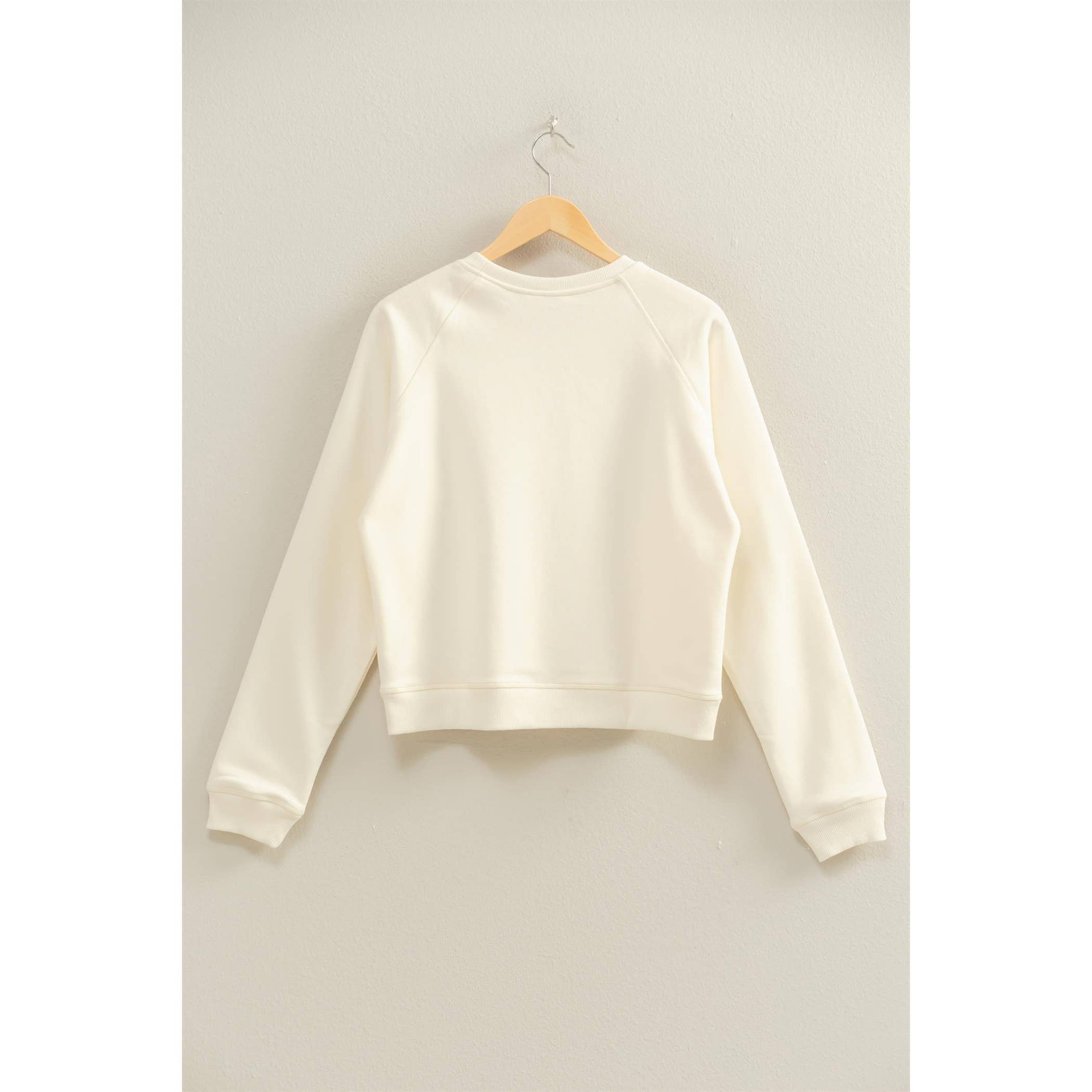 Crew Neck Raglan Sleeve Comfy Pullover Sweatshirt (S-L)