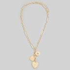 Intricate Heart And Coin Pendants Chain Necklace