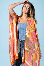Coral Petals Viscose Kimono (OSFA)