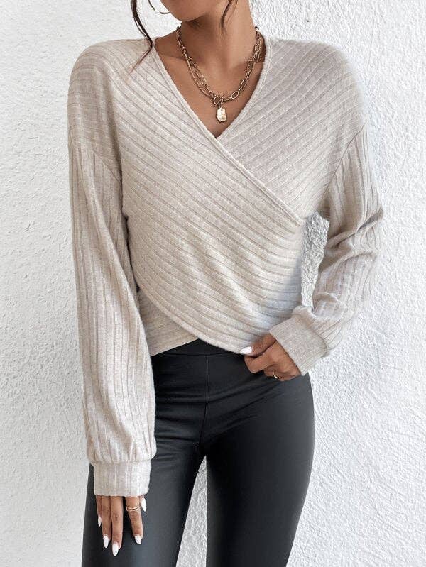 SALE! V-Neck Cross Loose Long Sleeves Blouse (S-2X)