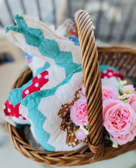 SALE!!! Vintage Fabric Easter Bunny made from upcycled quilts
