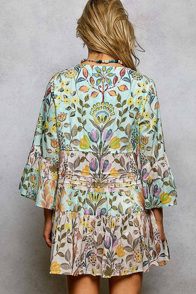 V-neck Woven Dress (S-L)(RUNS BIG)