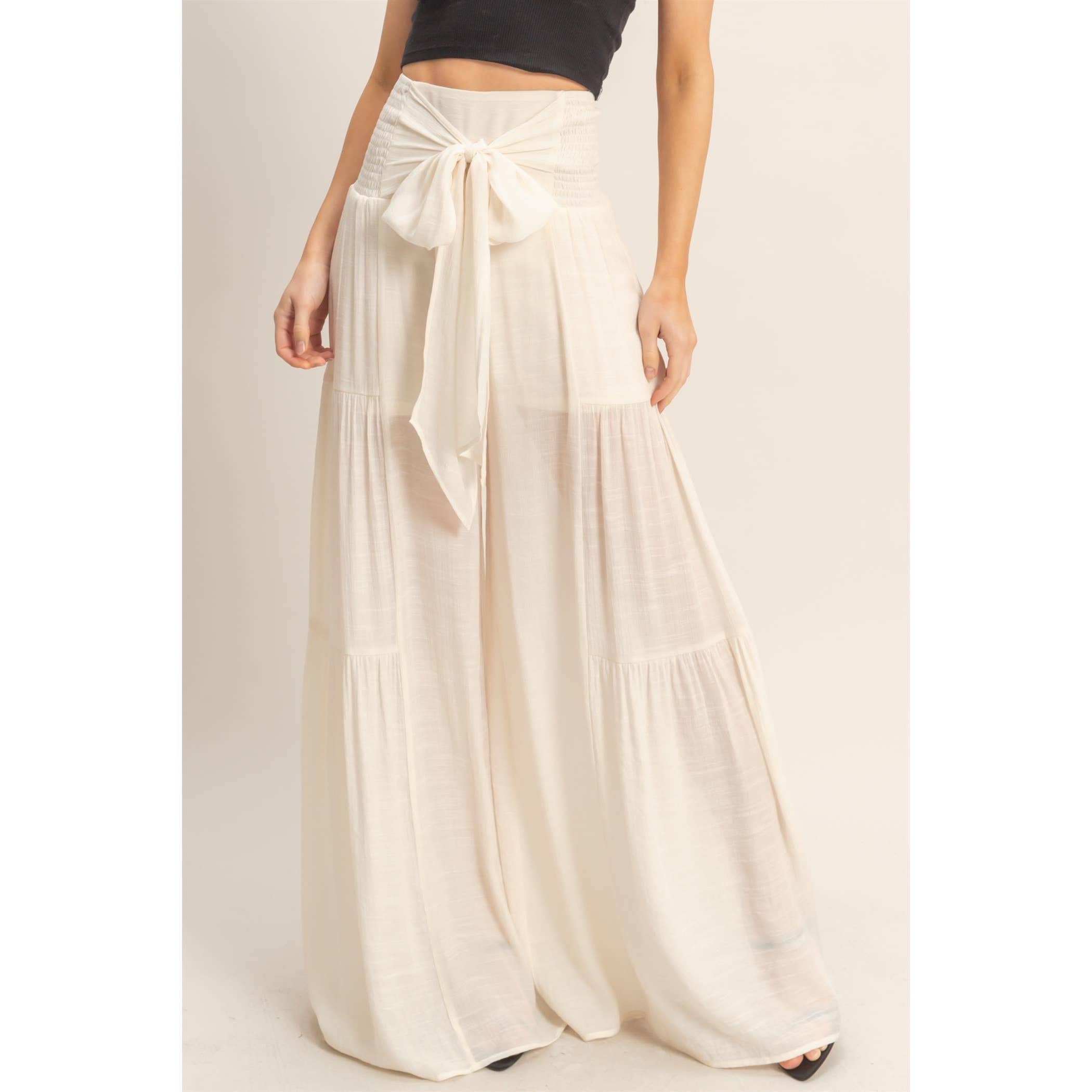 Smocked Waist Palazzo Pants (S-L)