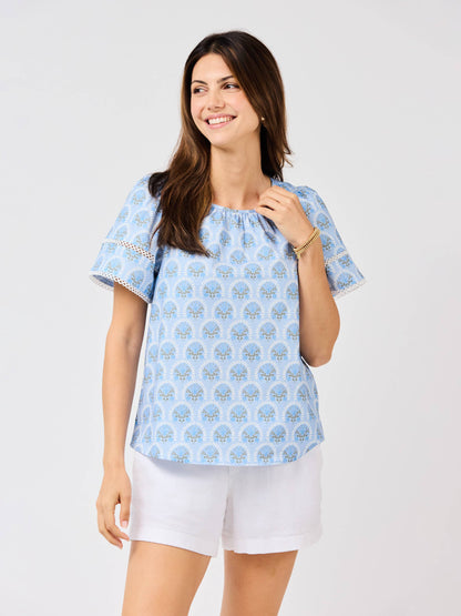 Tabby Top | Sunshower Flora Blue (S-L)