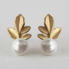 Elegant Leaf Pearl Drop Earrings