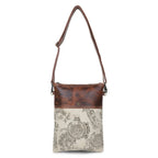 Sixtease Bags USA - Canvas  Leather Women's Crossbody - Dun/Raw Umber Bag