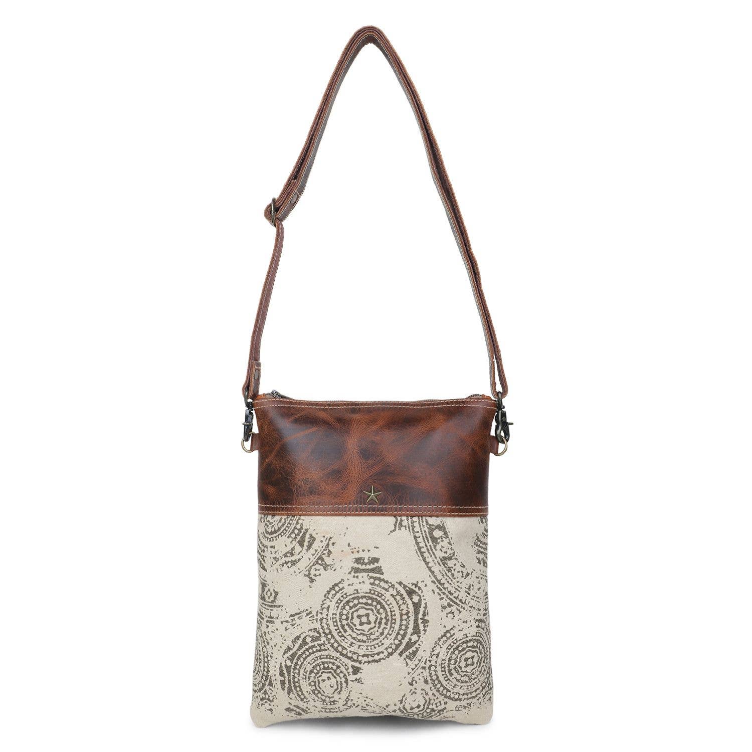 Sixtease Bags USA - Canvas  Leather Women's Crossbody - Dun/Raw Umber Bag