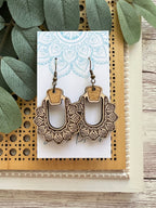 Boho hand painted lightweight maple wood earrings 