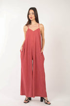 The Janie Pleated Wide Leg Jumpsuit w/ Pockets (S-L)