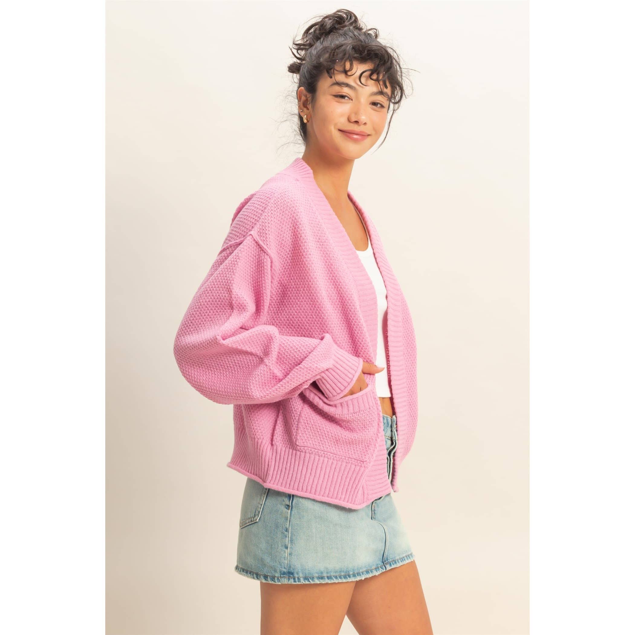 The Amy Oversized Textued Knit Cardigan Sweater (S-L)