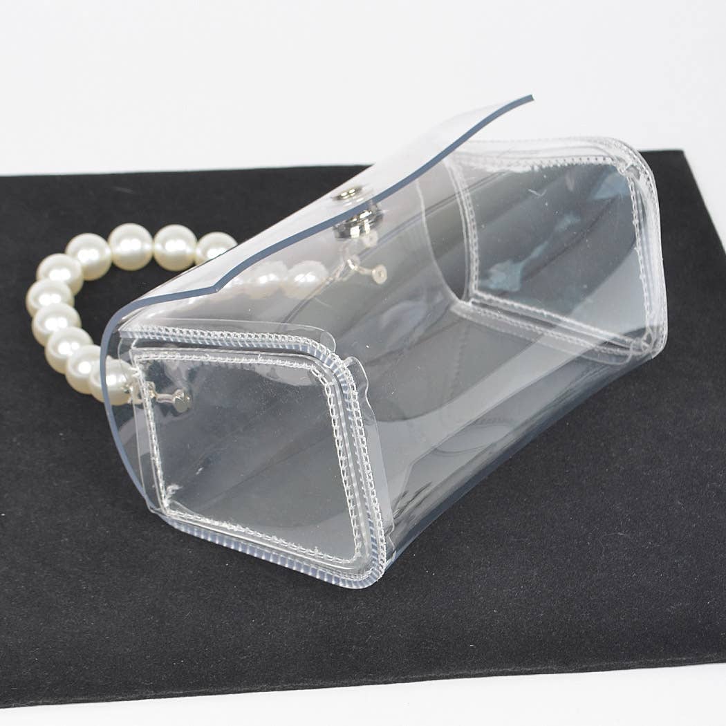 Transparent Clear Pearl Handle Bag