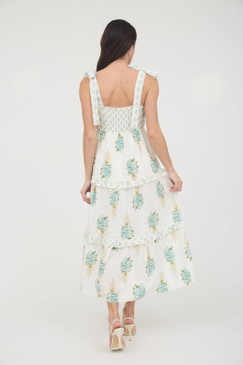 FLORAL BOUQUET PRINT TIE STRAP DRESS (S-L)