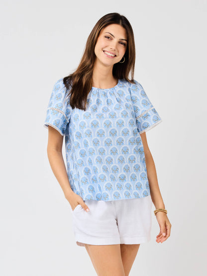 Tabby Top | Sunshower Flora Blue (S-L)