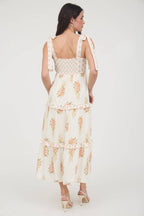 FLORAL BOUQUET PRINT TIE STRAP DRESS (S-L)