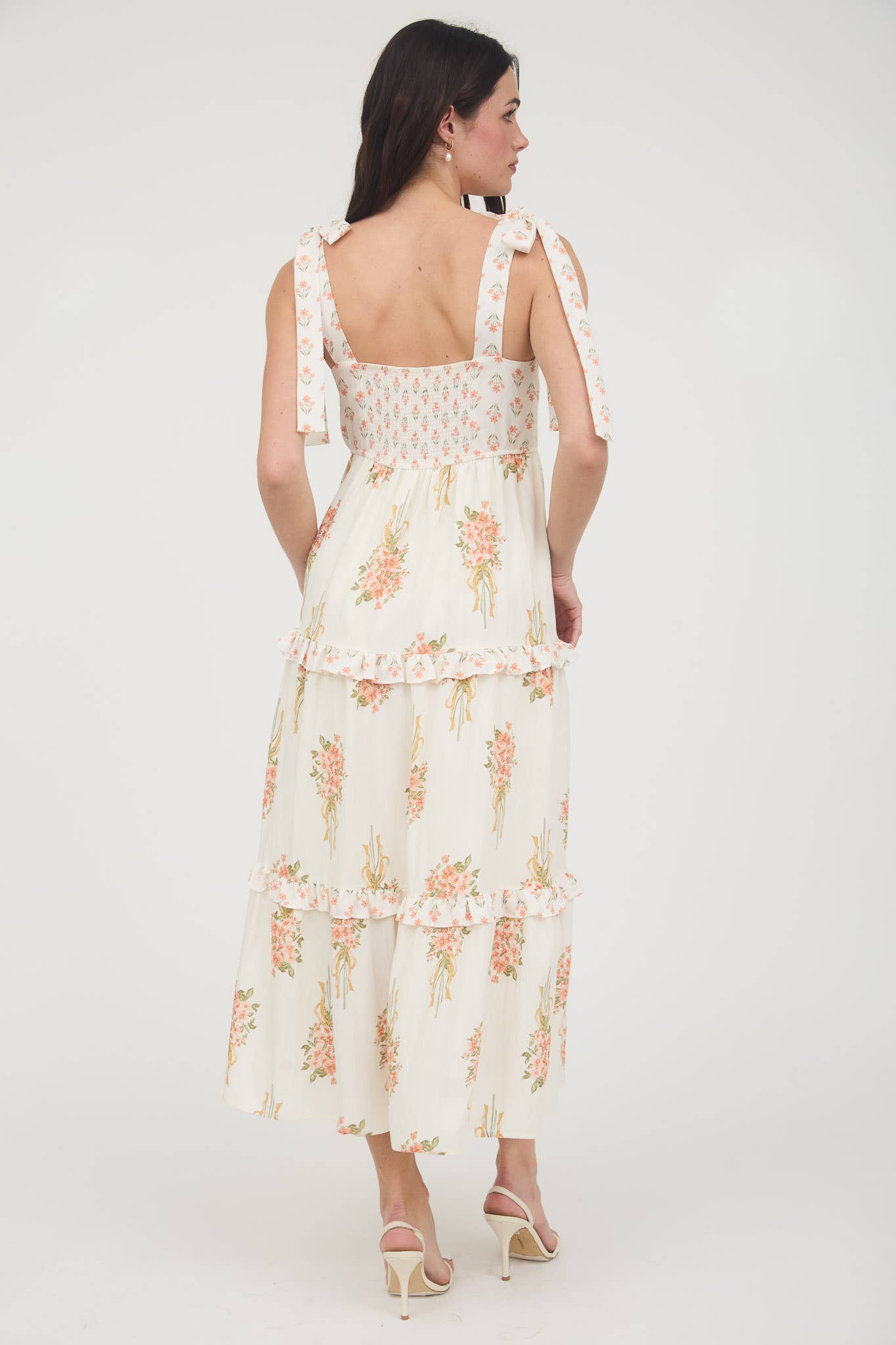 FLORAL BOUQUET PRINT TIE STRAP DRESS (S-L)