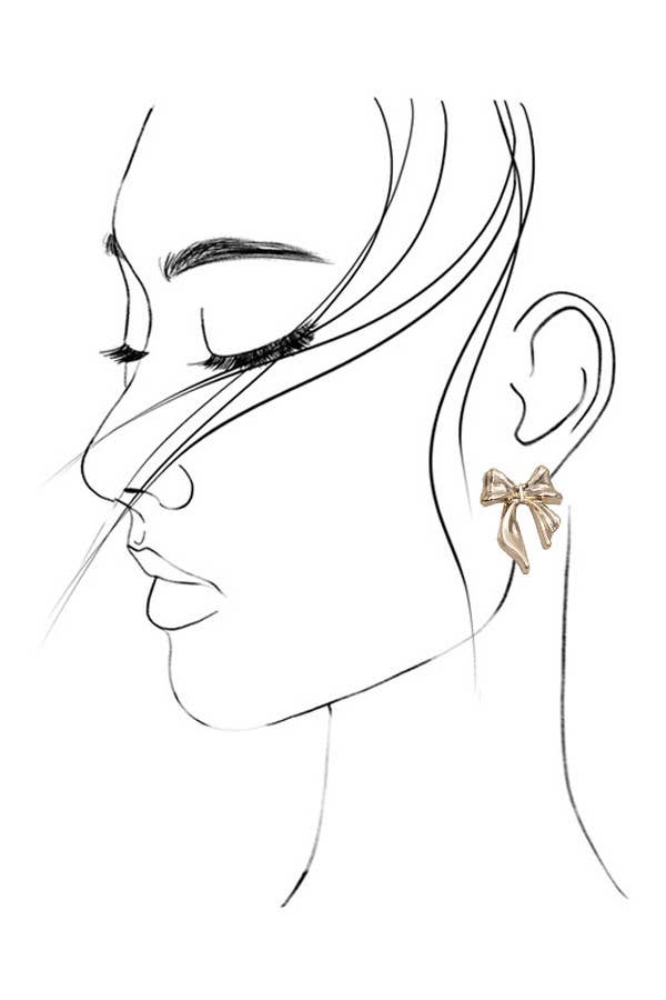 BOW STUD EARRINGS (Gold)