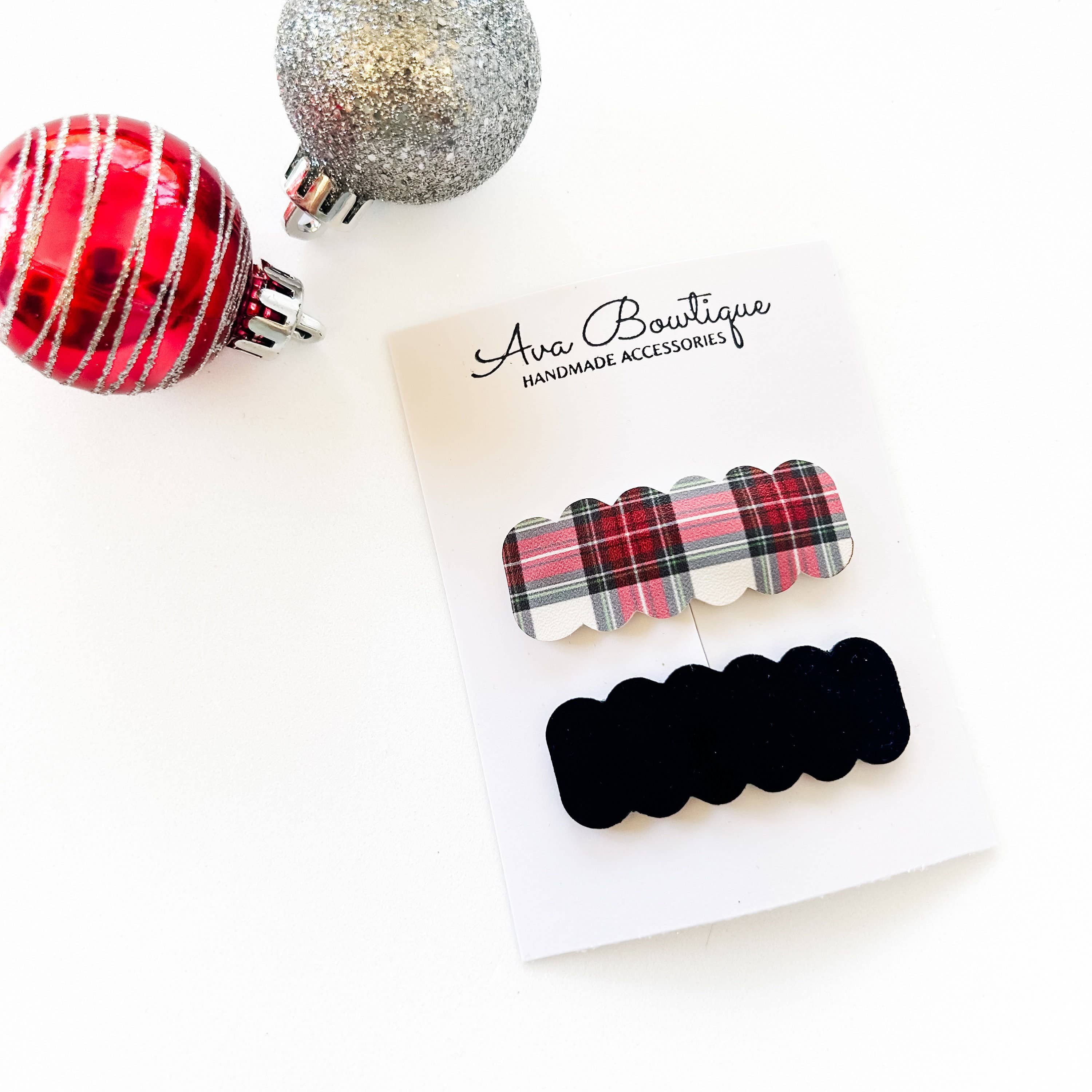 Christmas Snap Clip Set - Black Velvet Snap Clip