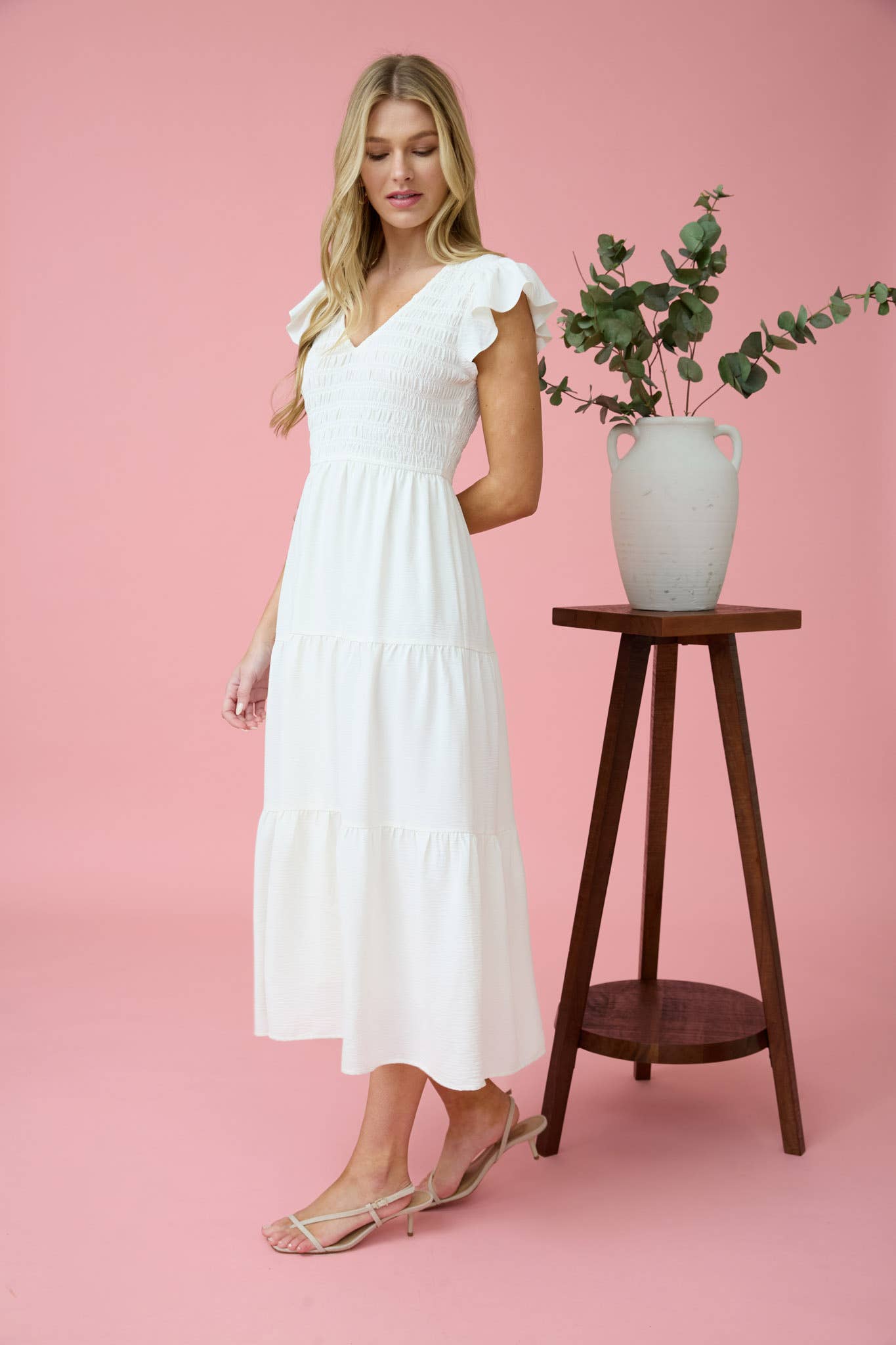 FLUTTER SLEEVE MAXI DRESS