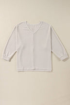 The Emmie Waffle Weave V-Neck Top (S-2X)(Runs Roomy!)