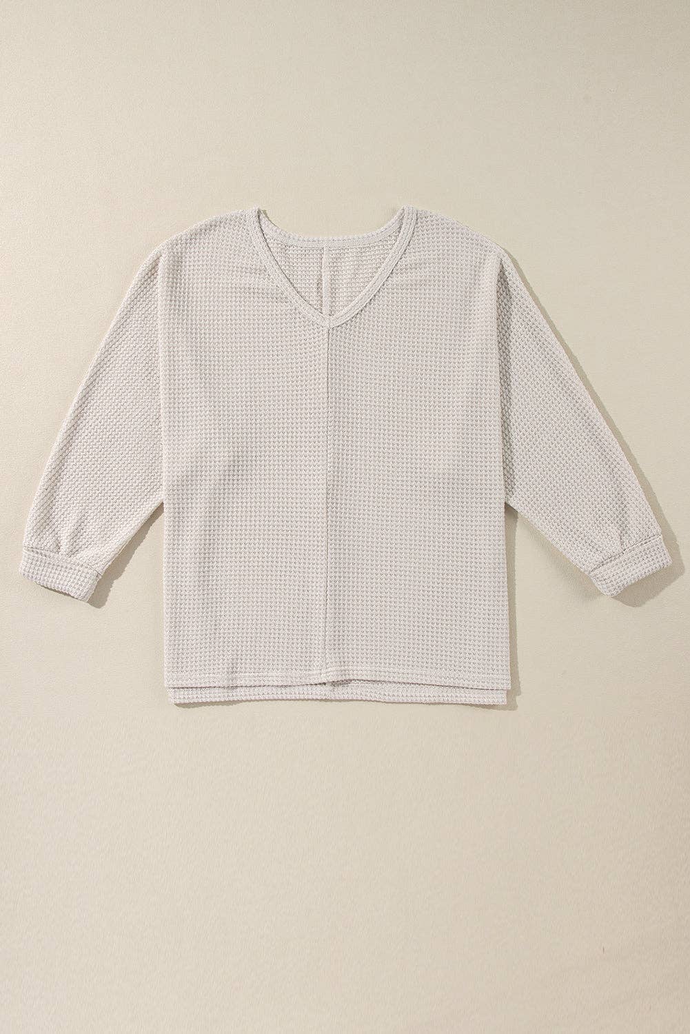 The Emmie Waffle Weave V-Neck Top (S-2X)(Runs Roomy!)