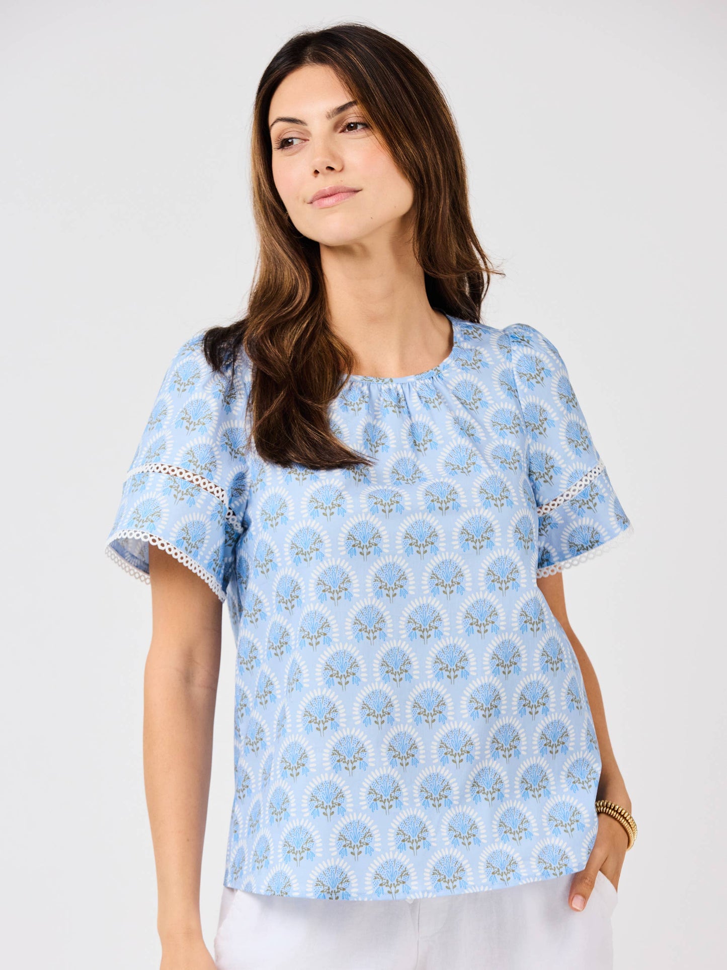 Tabby Top | Sunshower Flora Blue (S-L)