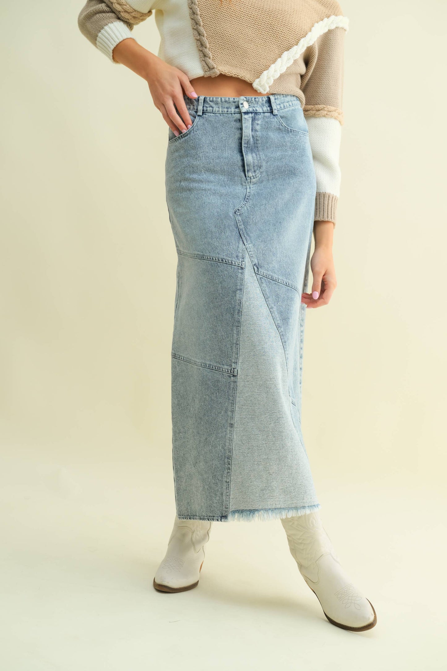 The Malloree Maxi Denim Skirt (S-L)