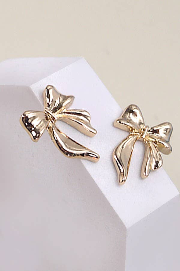 BOW STUD EARRINGS (Gold)