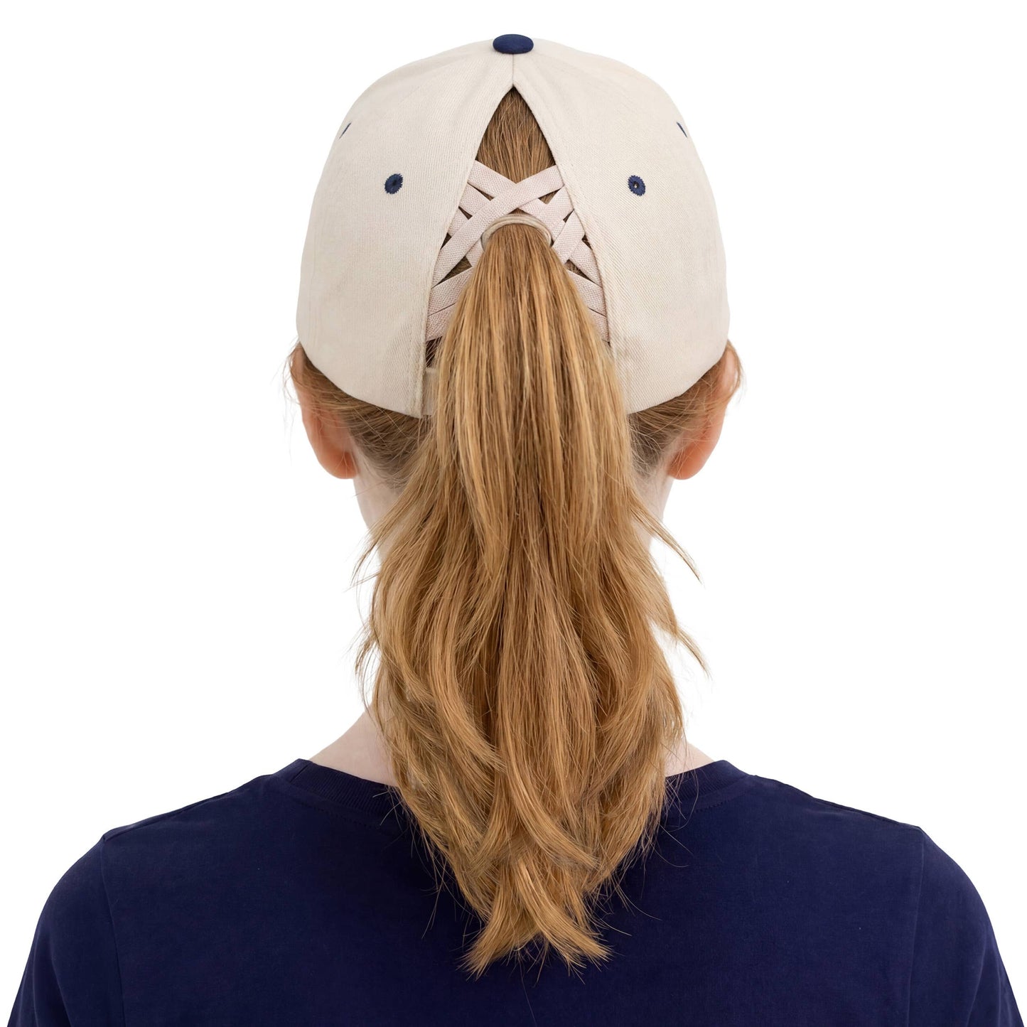 C.C Floral Flag Criss-Cross Ponytail Trucker Hat