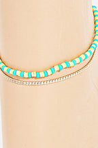 Layered Bead Snake Chain Anklet (3 Color Options)