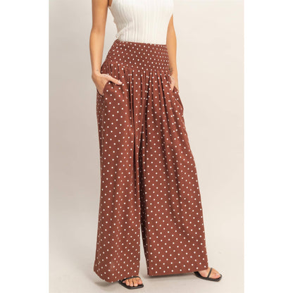 Polka Dot Elastic Wide-Leg Pants (S-L)