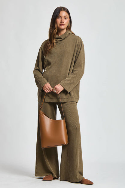 SALE!!2-Piece Cowl Neck Ribbed Set -runs roomy!