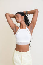 Lace Trim High Neck Bralette – Stylish & Soft Fit