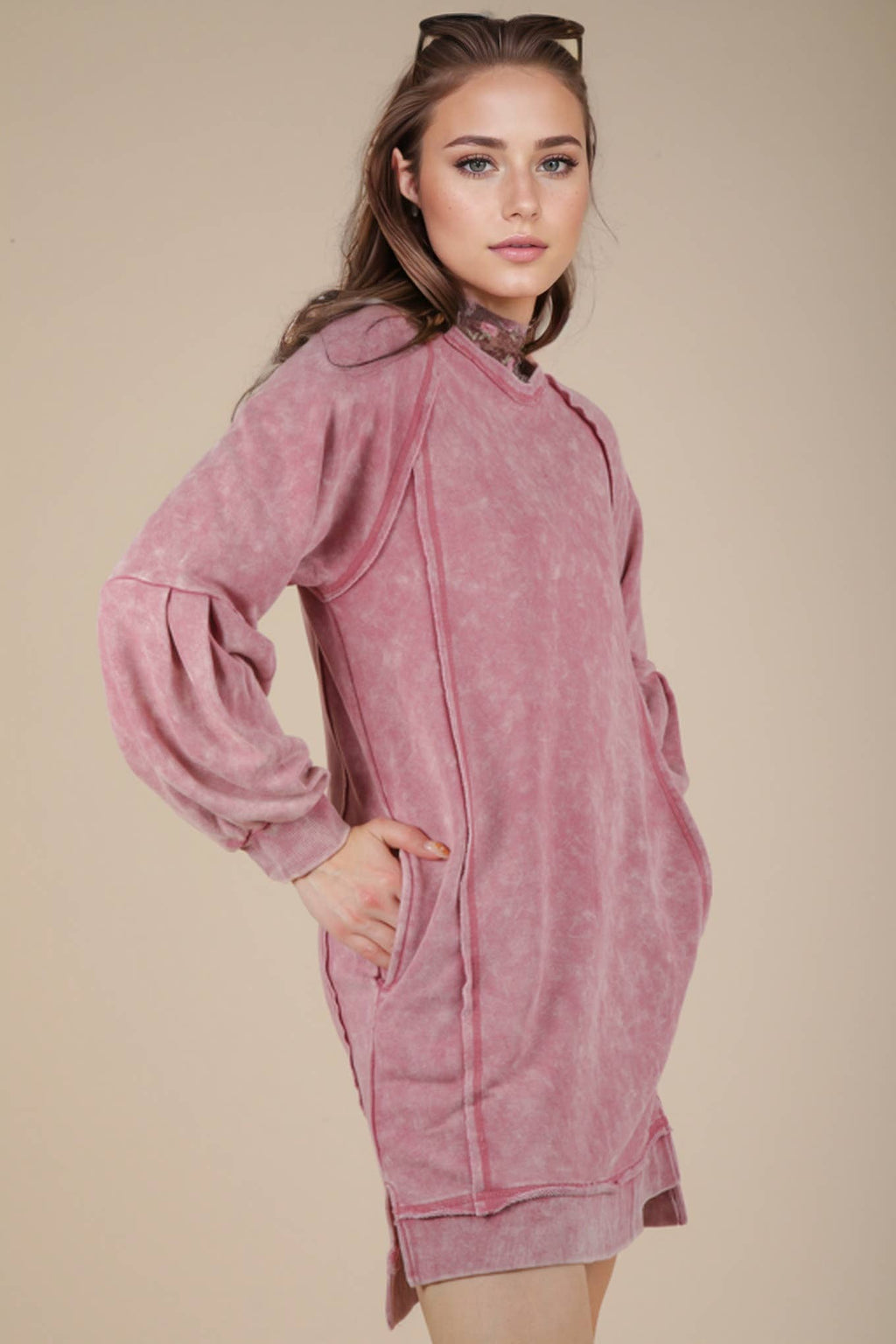 The Lindie Mineral Washed Casual Mini Dress (S-L)(2 Colors)