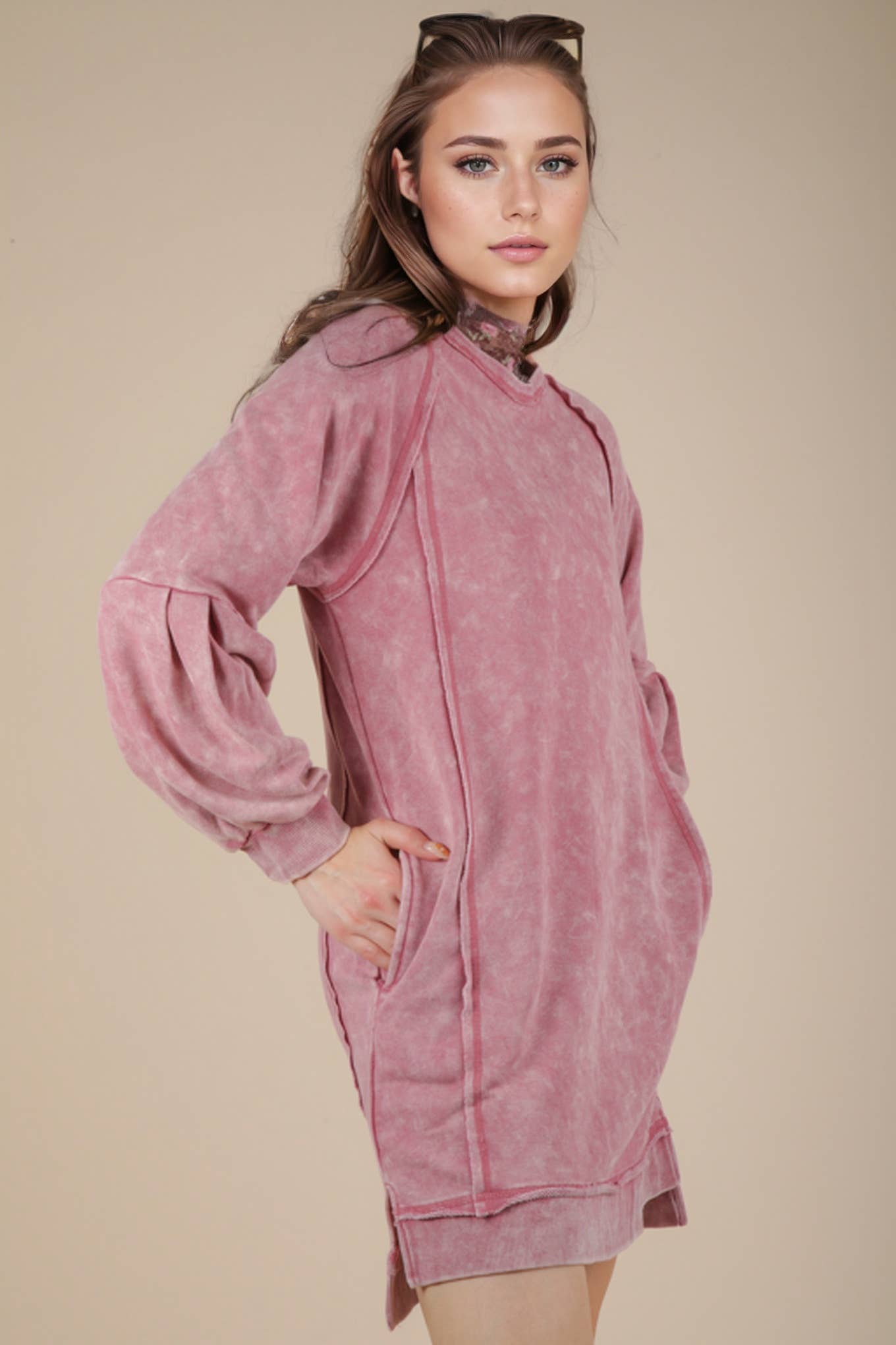 The Lindie Mineral Washed Casual Mini Dress (S-L)(2 Colors)