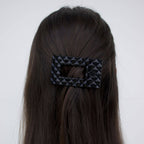 TELETIES - Flat Rectangle Hair Clip | Small | Jet Black Quilted