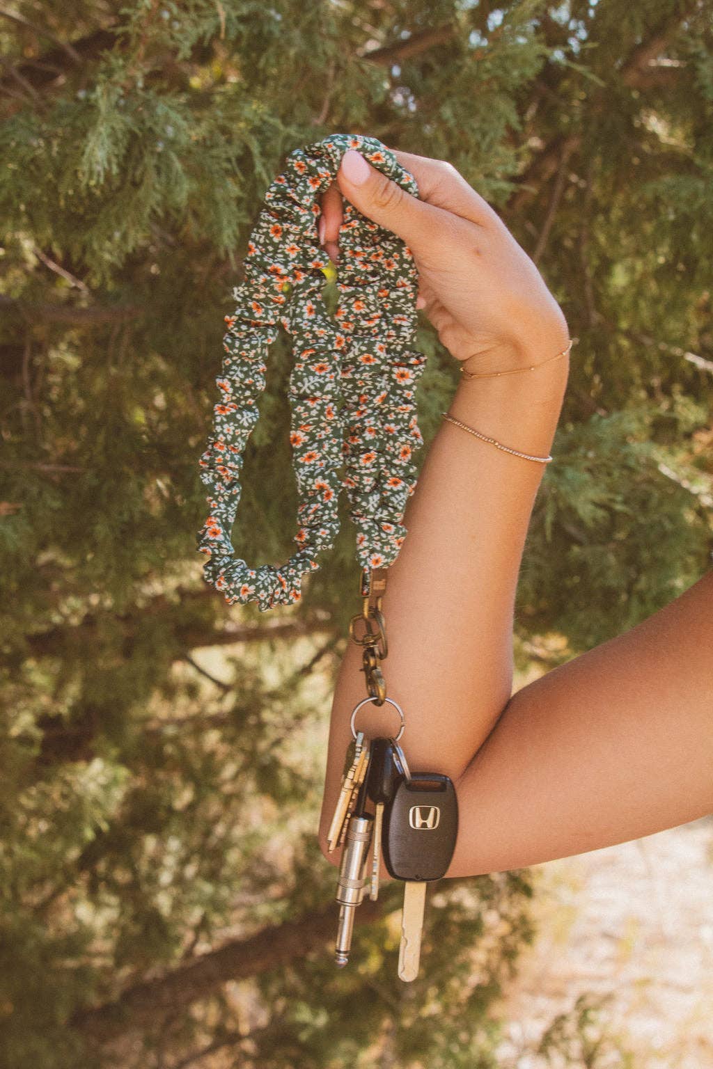 Green Floral Lanyard