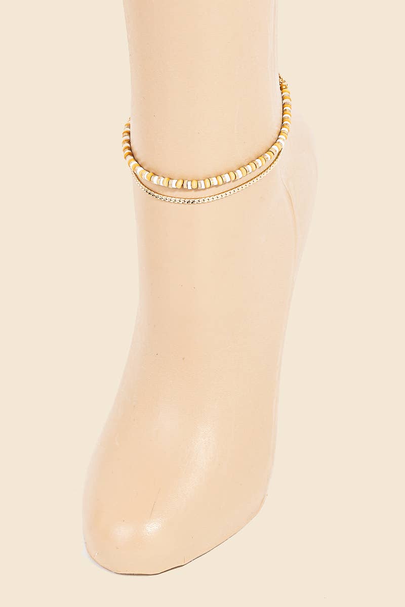 Layered Bead Snake Chain Anklet (3 Color Options)