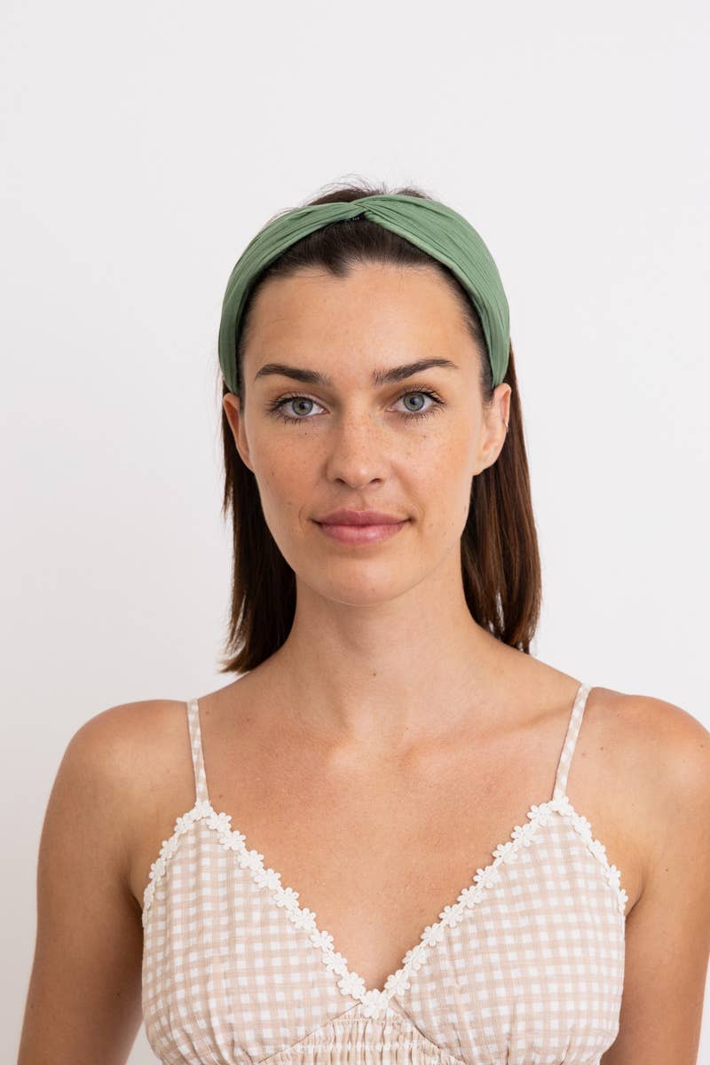 Olive Green Pleated Headband