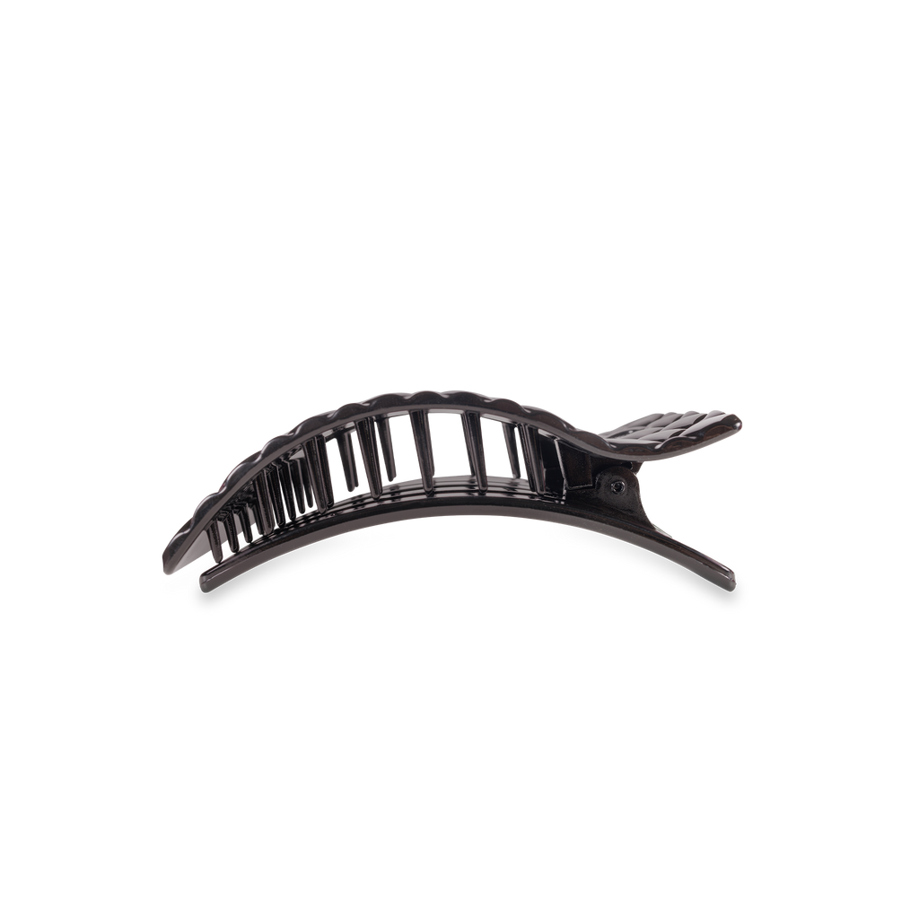 TELETIES - Flat Rectangle Hair Clip | Small | Jet Black Quilted