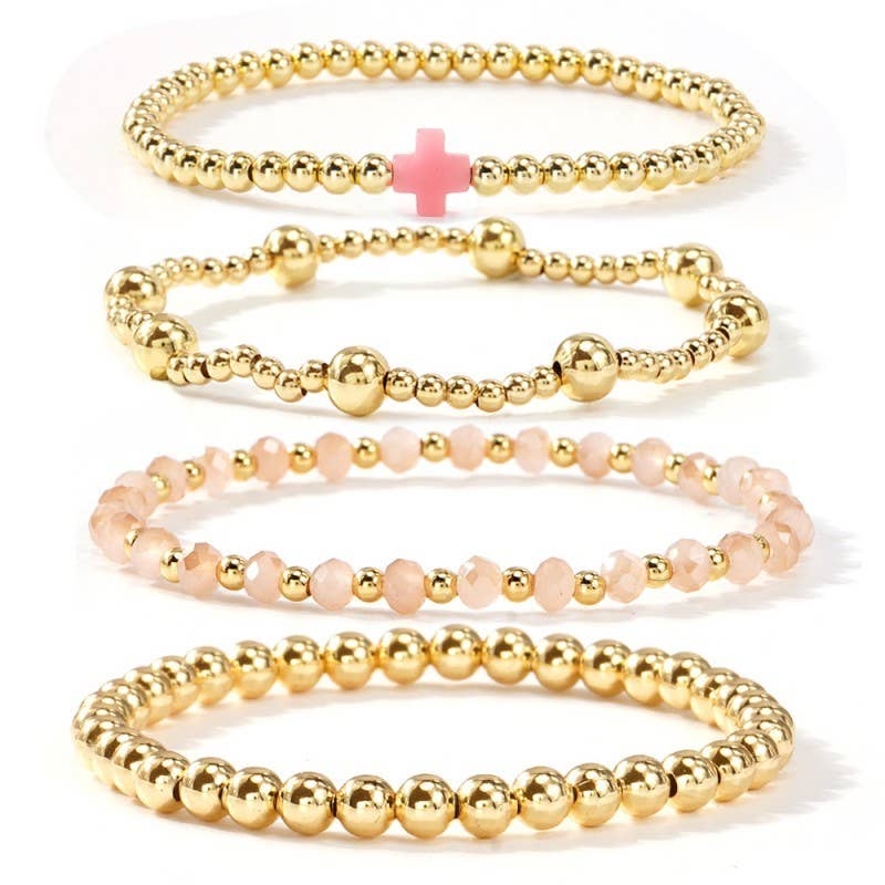 BOHO CROSS MULTI COLORFUL BEADED STRETCH BRACELET (2 Colors)