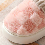 Checkered Fuzzy Warm Slippers (3 Color Options)