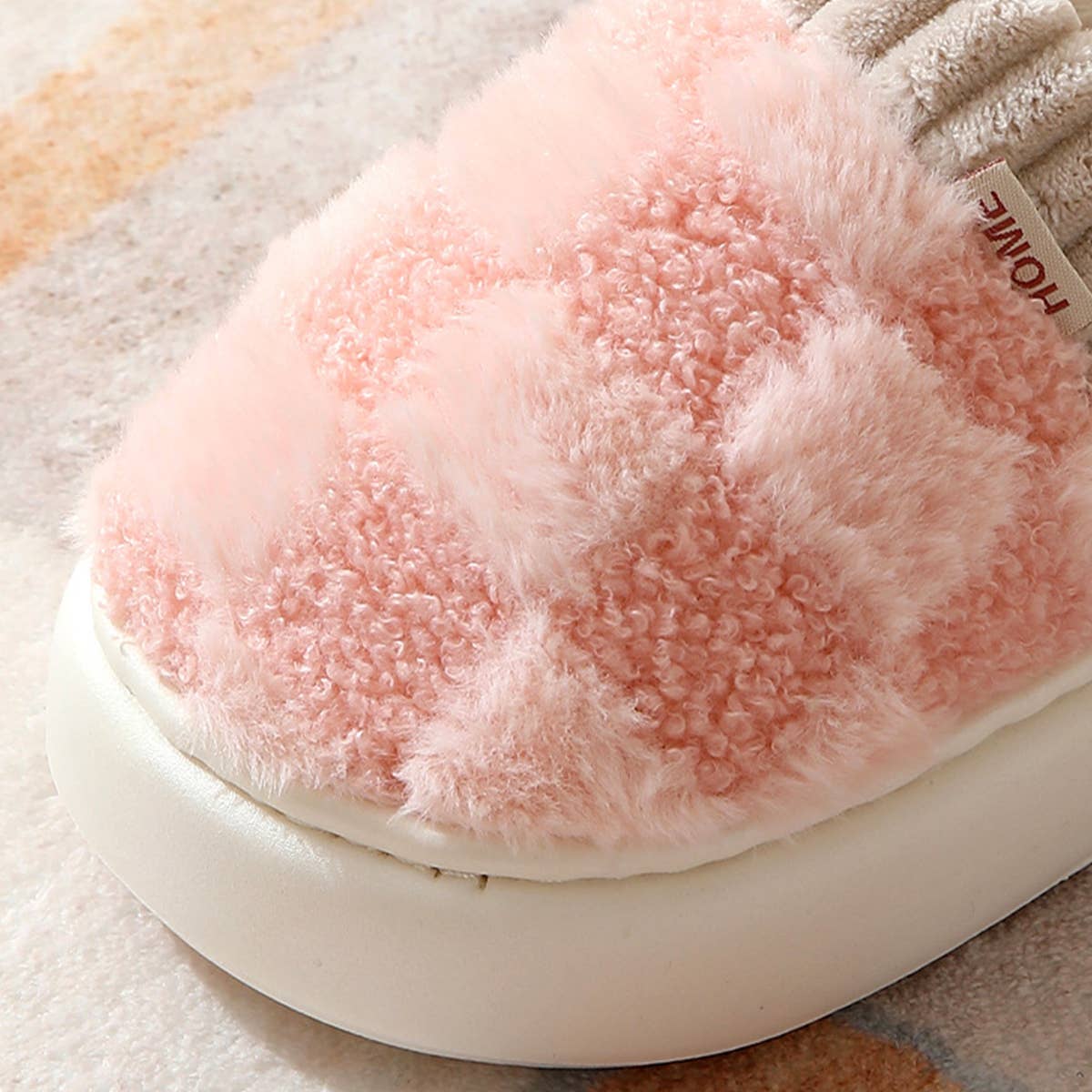 Checkered Fuzzy Warm Slippers (3 Color Options)