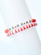 HO Ho Ho Santa Claus Christmas Holiday Red Bracelet Set