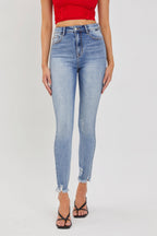 Cello Jeans- Medium High Rise Ankle Skinny with Frayed Hem (Sizes 1-13)