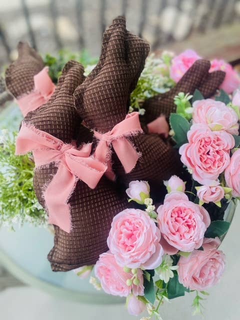 SALE!!!! Handmade Vintage Linen “Chocolate” Bunnies – Easter Rabbit
