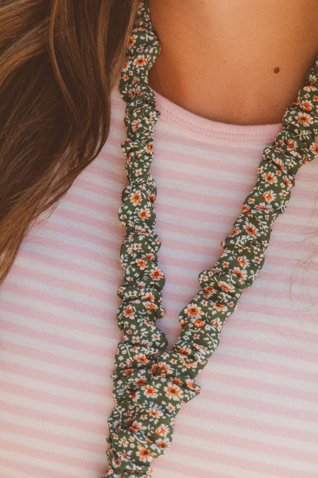Green Floral Lanyard