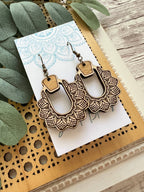 Boho hand painted lightweight maple wood earrings 